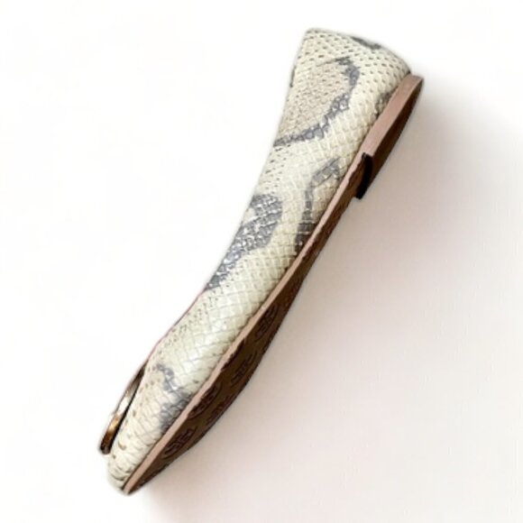 Tory Burch Gold/Beige Python Embossed Leather Reva Ballet Flats Size 7 - Picture 2 of 7